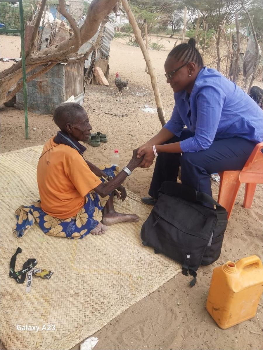 A home visit in Turkana highlights an older woman's isolation and limited access to support.